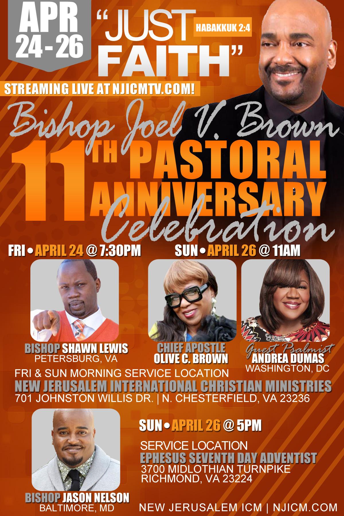 11th Pastoral Anniversary Celebration honoring Bishop Joel V. Brown