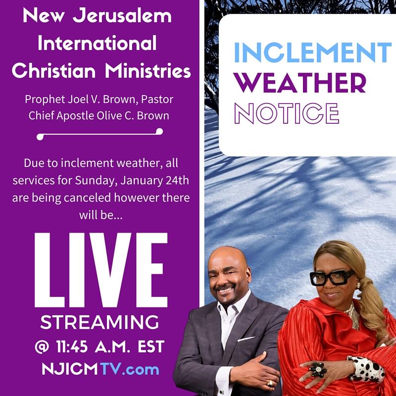 Inclement Weather Notice for Sunday, January 24th